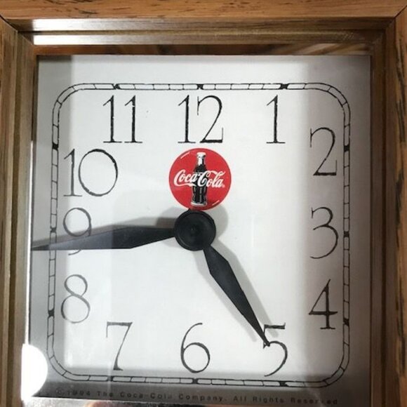 Vintage Coca-Cola Wood/Glass Small Grandfather Gold/MirrorTrim Stand Wall Clock - Picture 4 of 10